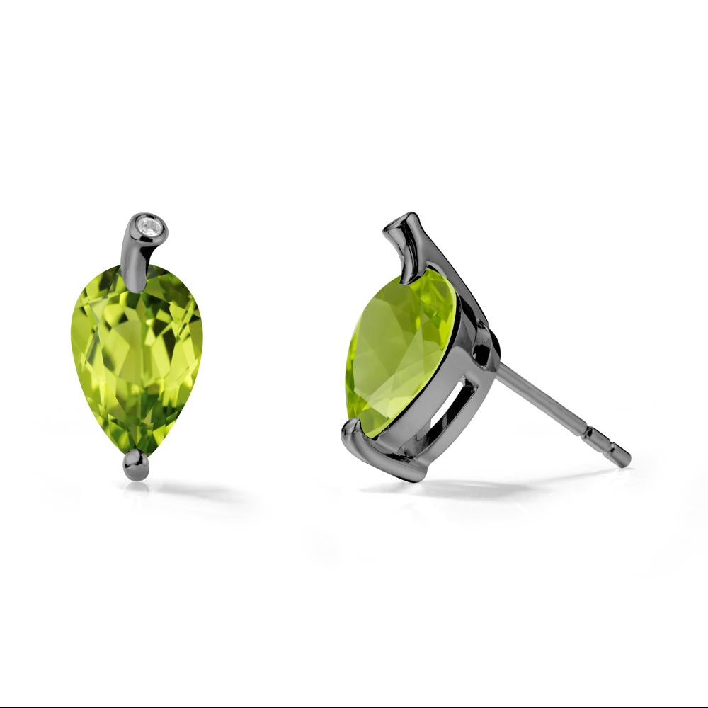 Pear Shaped Peridot Leaf Earrings - LUO Jewelry #metal_black finish sterling silver