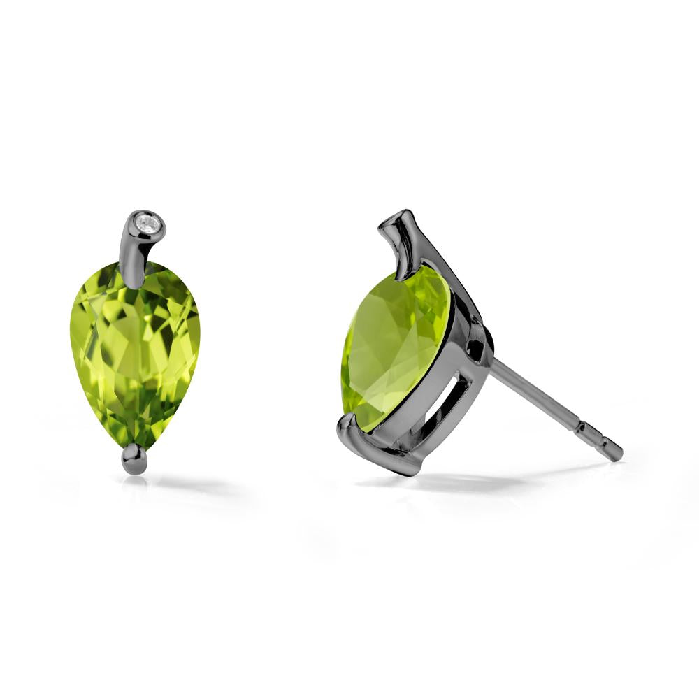 Pear Shaped Peridot Leaf Earrings - LUO Jewelry #metal_black finish sterling silver