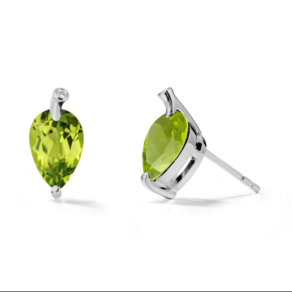 Pear Shaped Peridot Leaf Earrings - LUO Jewelry #metal_platinum