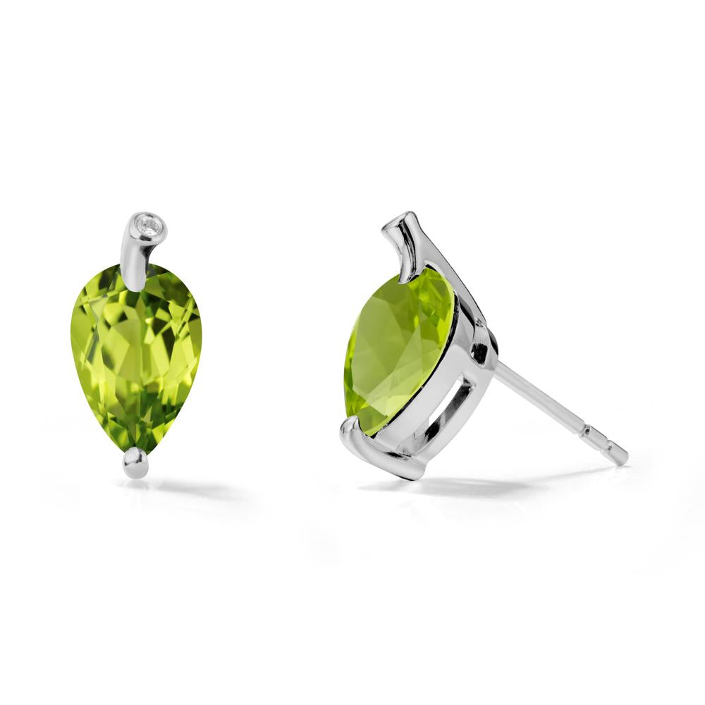 Pear Shaped Peridot Leaf Earrings - LUO Jewelry #metal_platinum