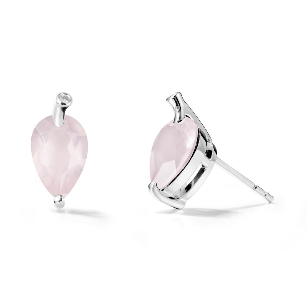 Nature Inspired Teardrop Rose Quartz Leaf Earrings - LUO Jewelry #metal_sterling silver