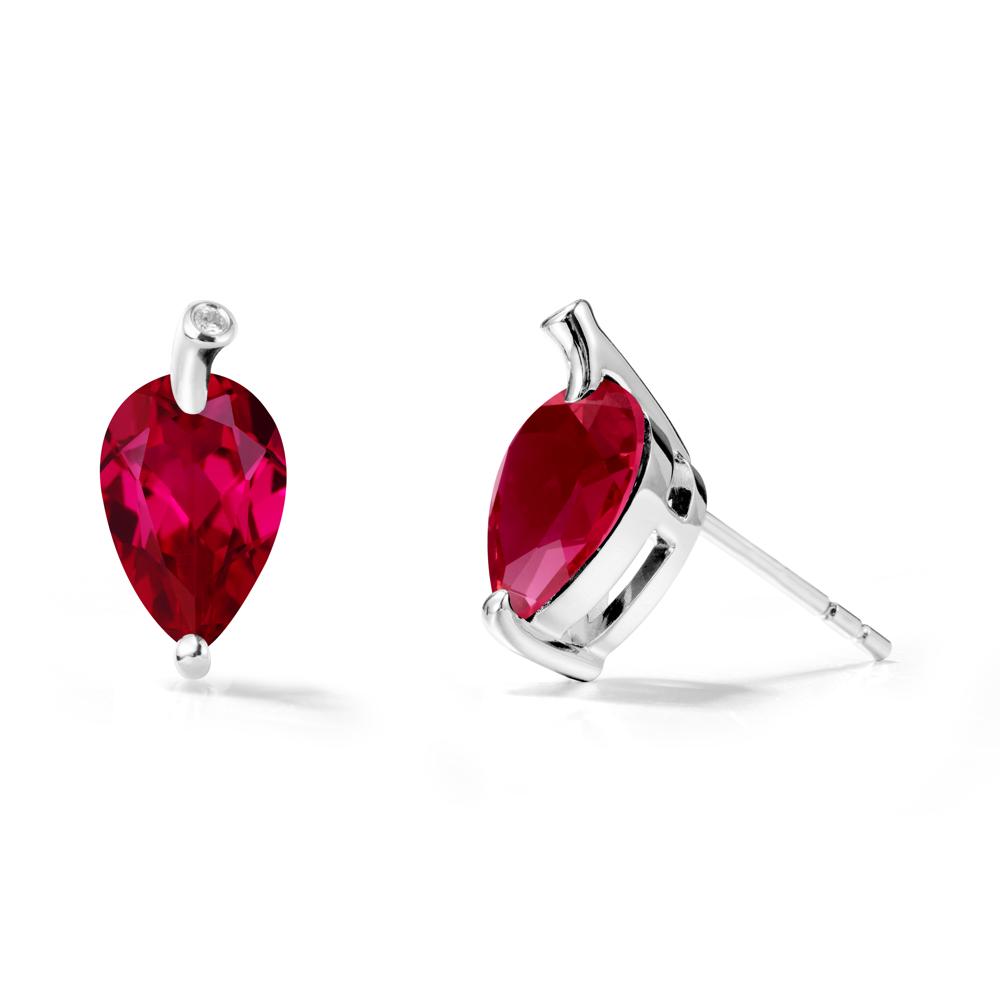 Pear Shaped Ruby Leaf Earrings - LUO Jewelry #metal_18k white gold