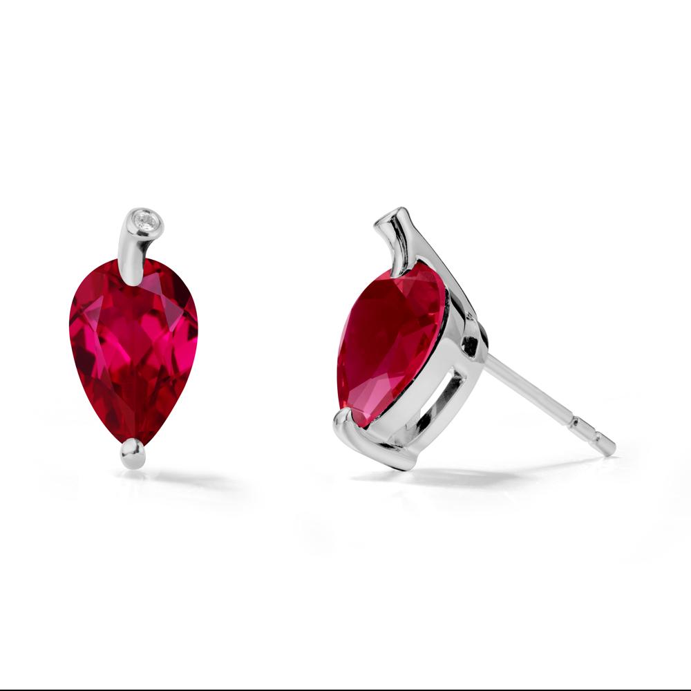 Pear Shaped Ruby Leaf Earrings - LUO Jewelry #metal_platinum