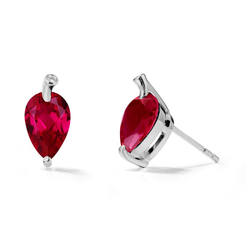 Pear Shaped Ruby Leaf Earrings - LUO Jewelry #metal_platinum
