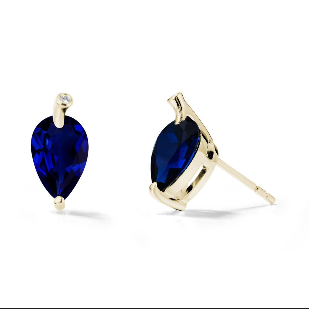 Nature Inspired Teardrop Sapphire Leaf Earrings - LUO Jewelry #metal_14k yellow gold