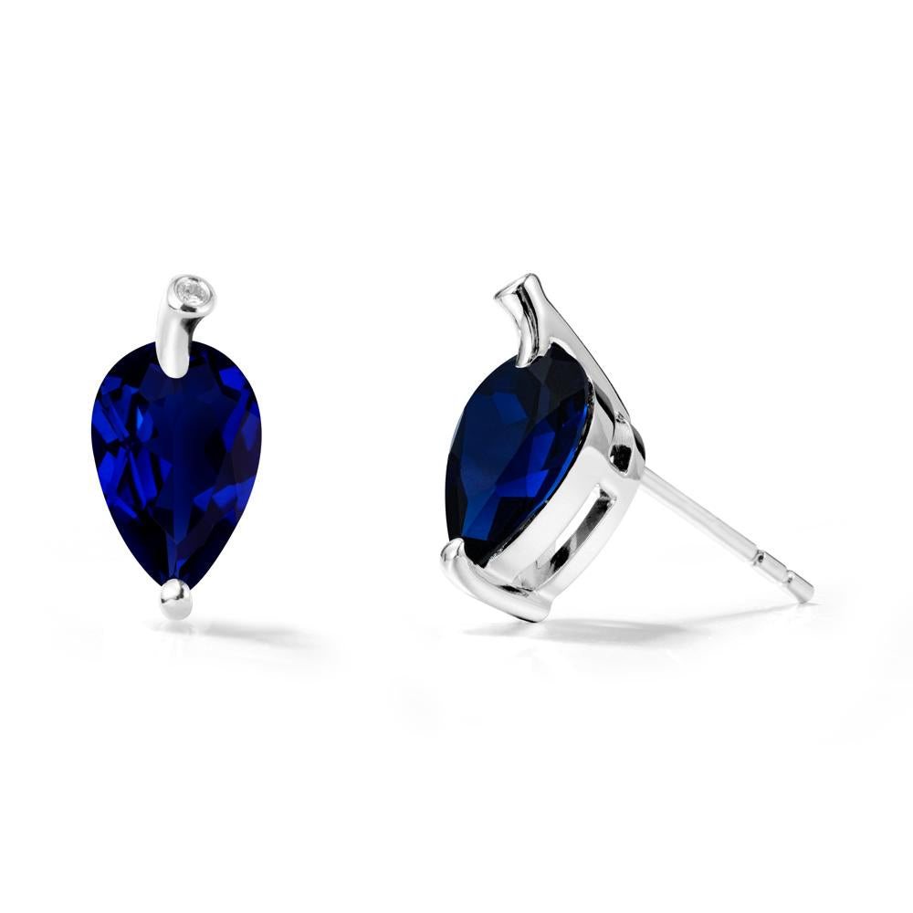 Nature Inspired Teardrop Sapphire Leaf Earrings - LUO Jewelry #metal_18k white gold