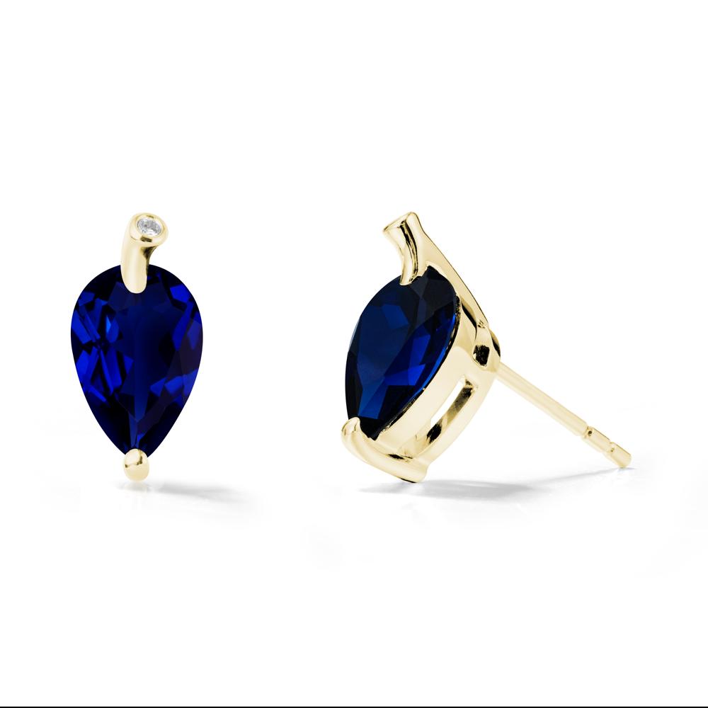 Nature Inspired Teardrop Sapphire Leaf Earrings - LUO Jewelry #metal_18k yellow gold
