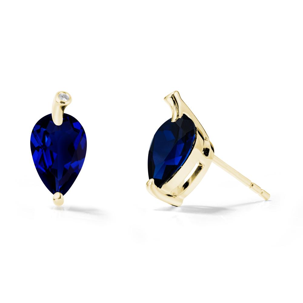 Nature Inspired Teardrop Sapphire Leaf Earrings - LUO Jewelry #metal_18k yellow gold