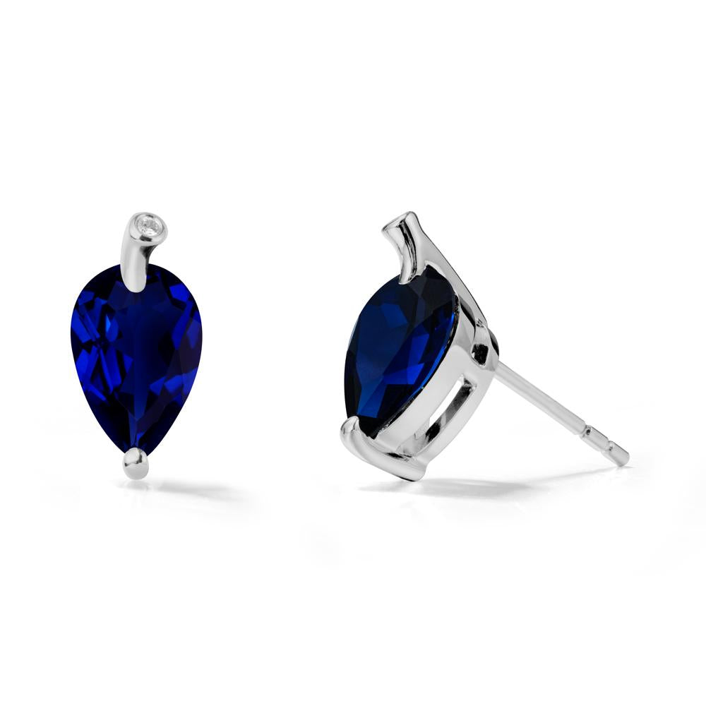 Nature Inspired Teardrop Sapphire Leaf Earrings - LUO Jewelry #metal_platinum
