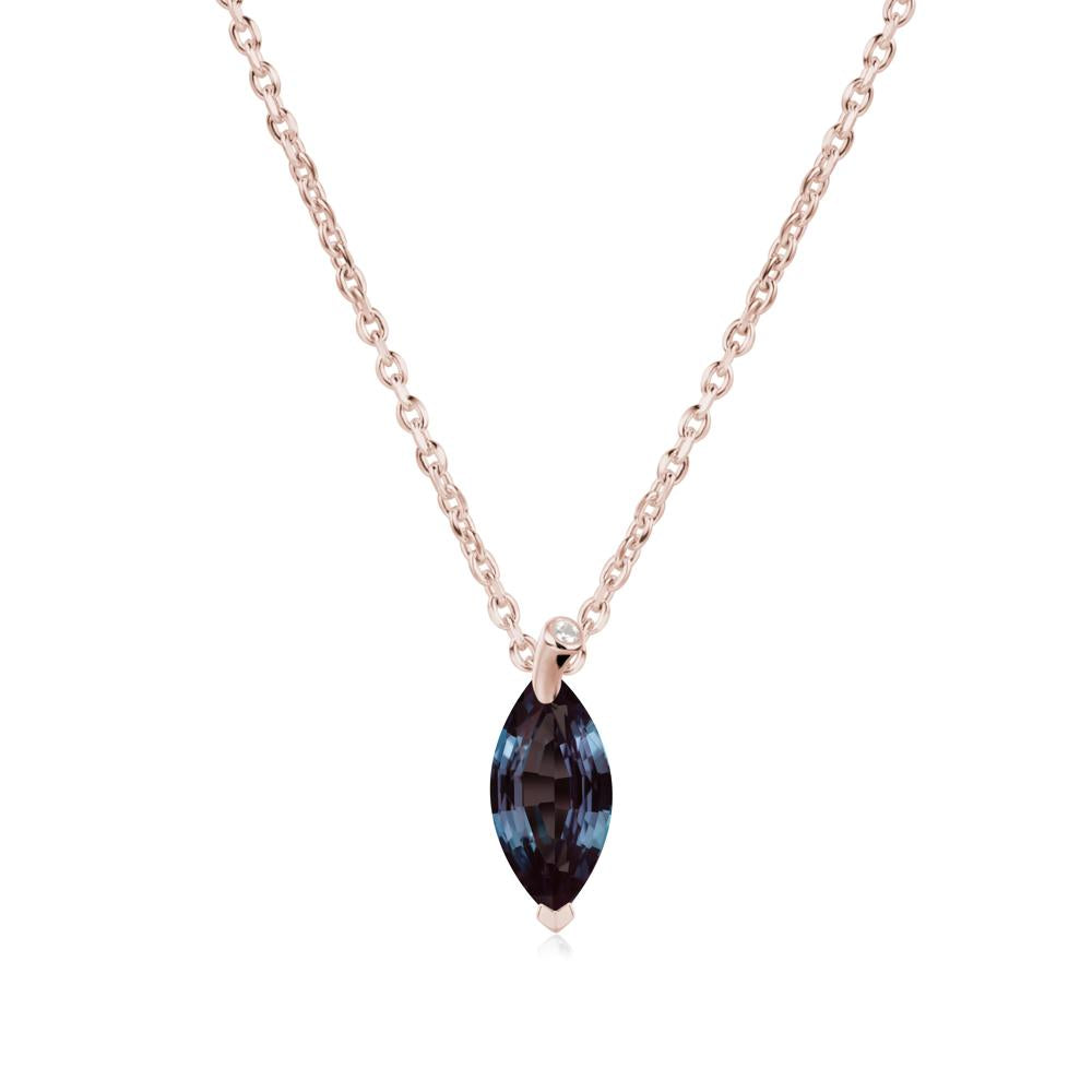 Marquise Alexandrite Leaf Necklace - LUO Jewelry #metal_14k rose gold