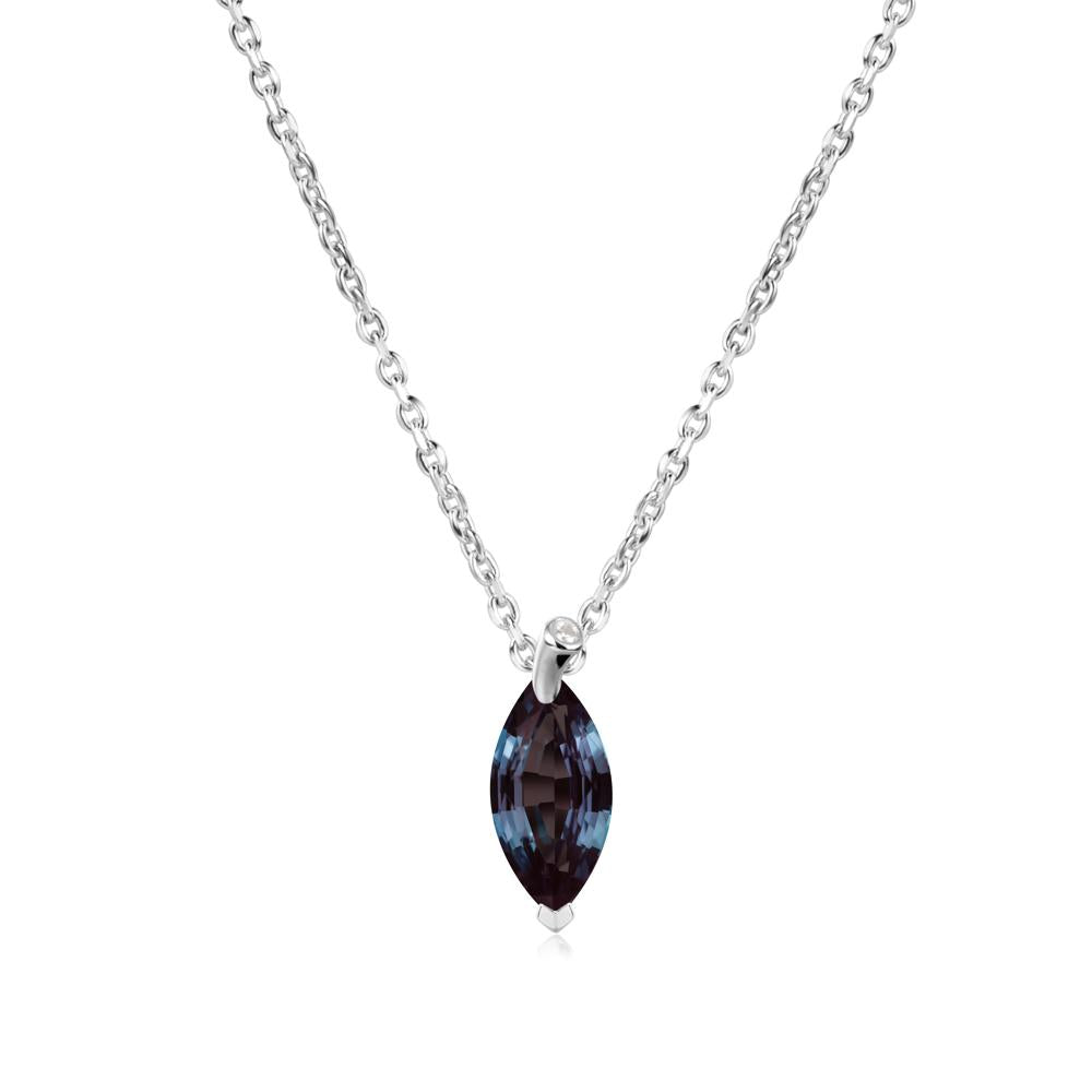 Marquise Alexandrite Leaf Necklace - LUO Jewelry #metal_14k white gold