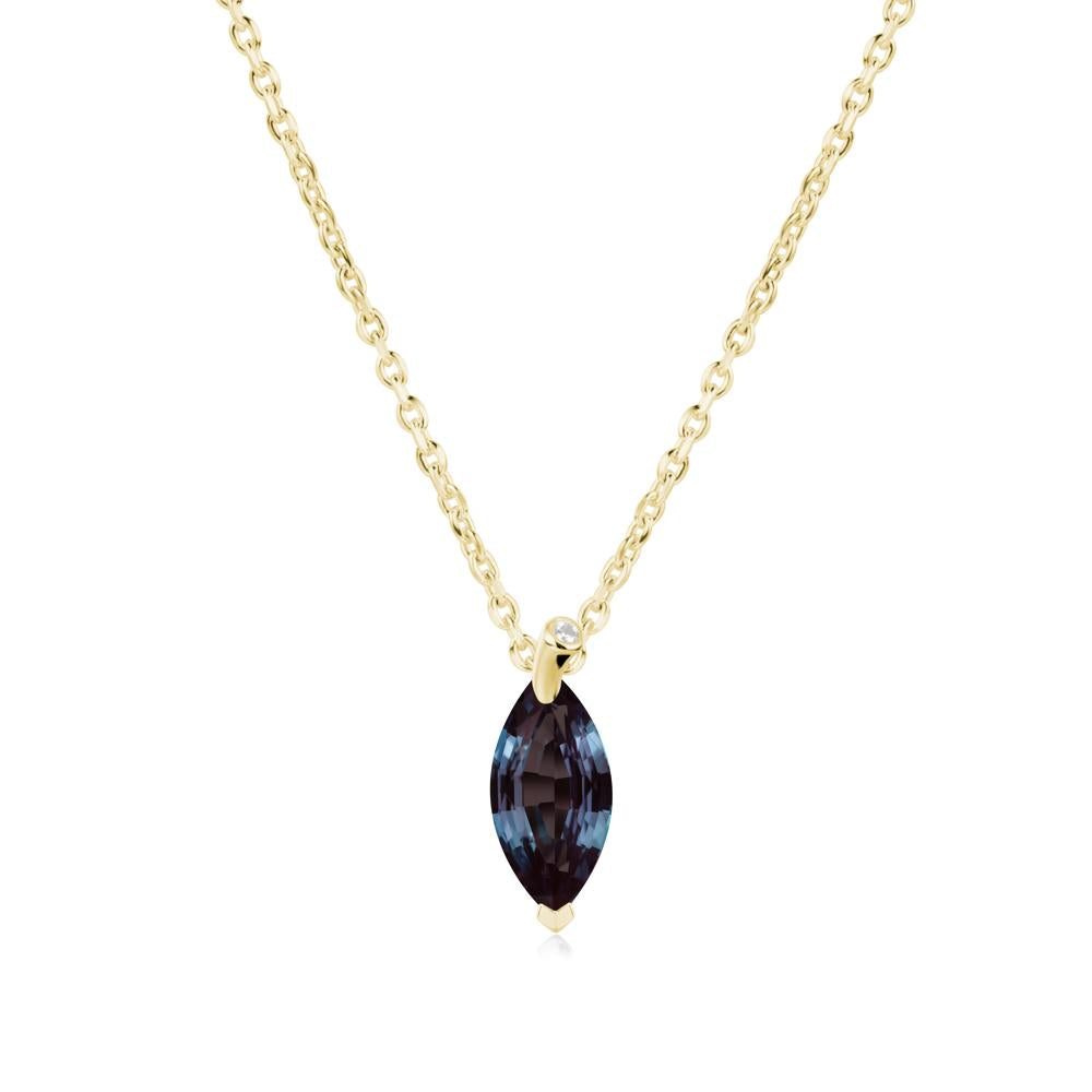 Marquise Alexandrite Leaf Necklace - LUO Jewelry #metal_18k yellow gold