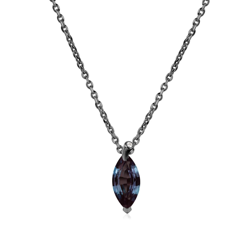 Marquise Alexandrite Leaf Necklace - LUO Jewelry #metal_black finish sterling silver