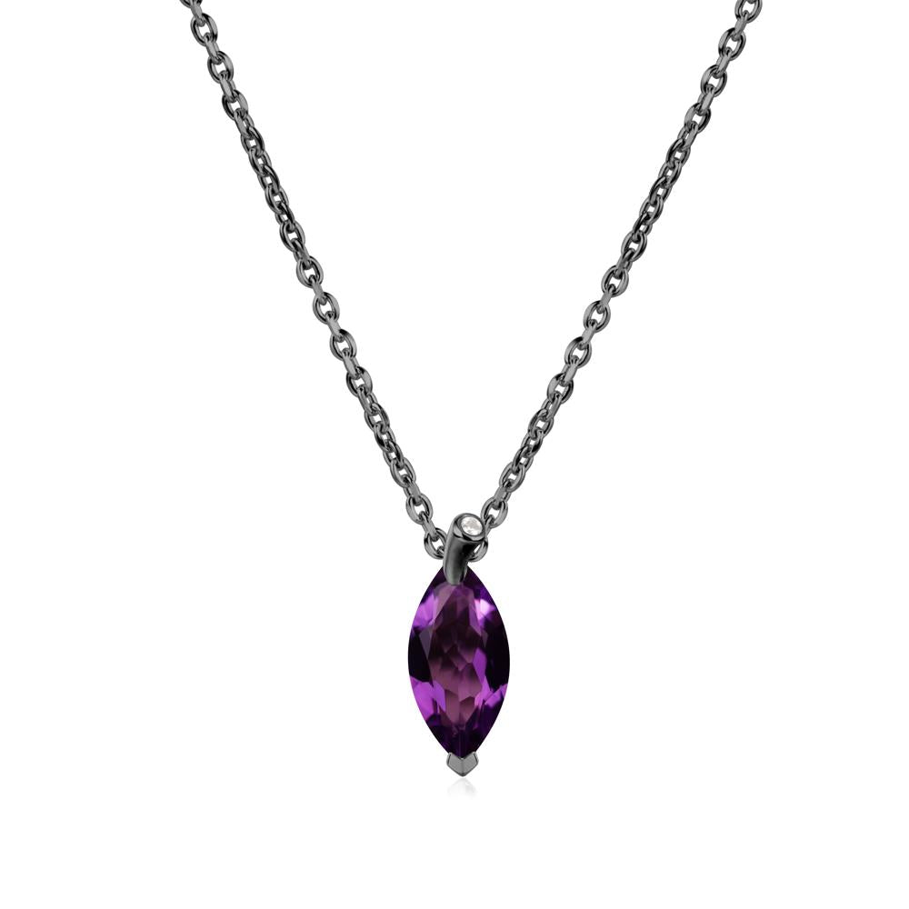 Nature Inspired Leaf Amethyst Necklace - LUO Jewelry #metal_black finish sterling silver
