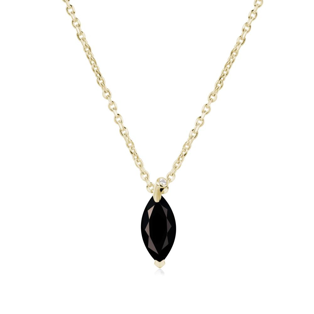 Marquise Black Spinel Leaf Necklace - LUO Jewelry #metal_14k yellow gold