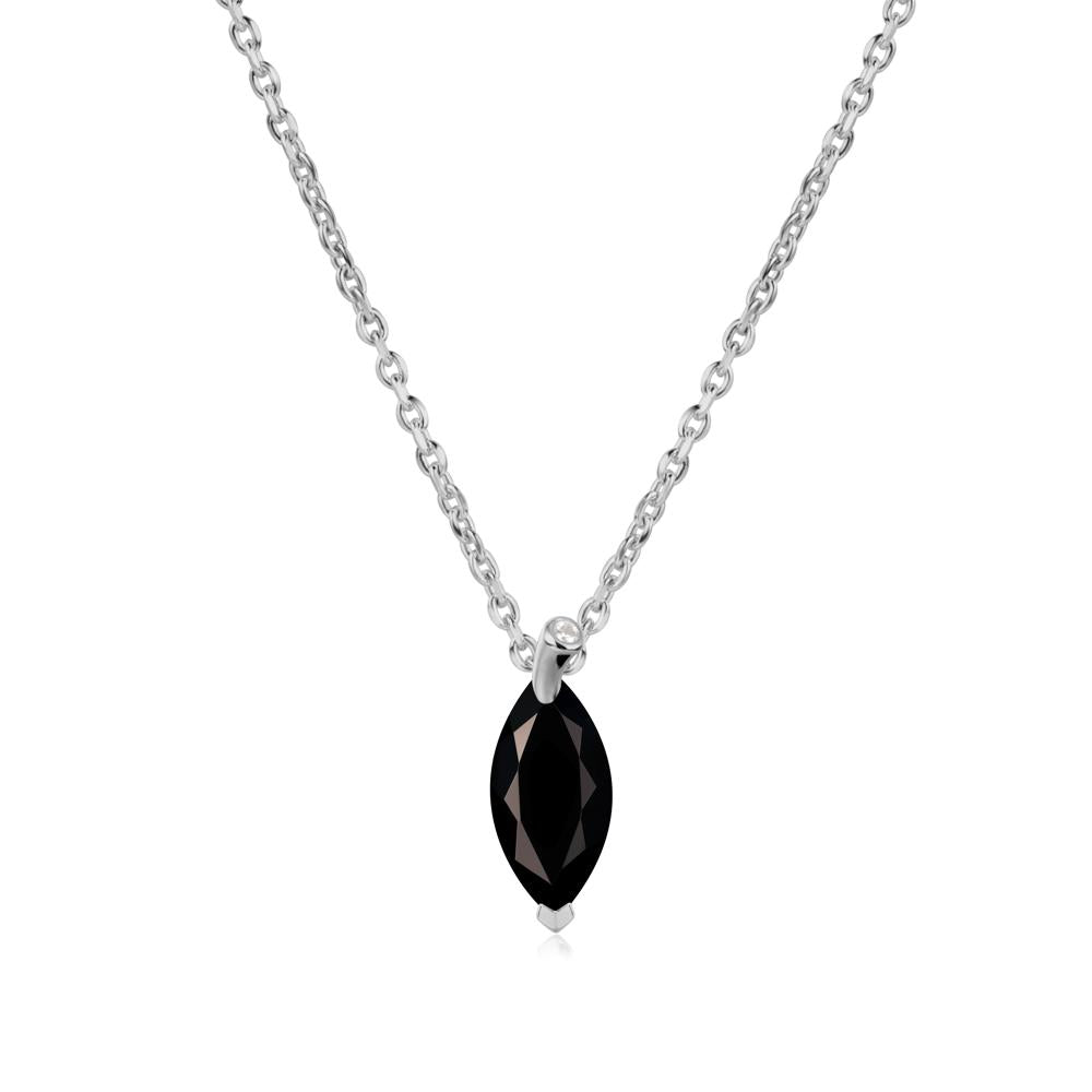 Marquise Black Spinel Leaf Necklace - LUO Jewelry #metal_platinum