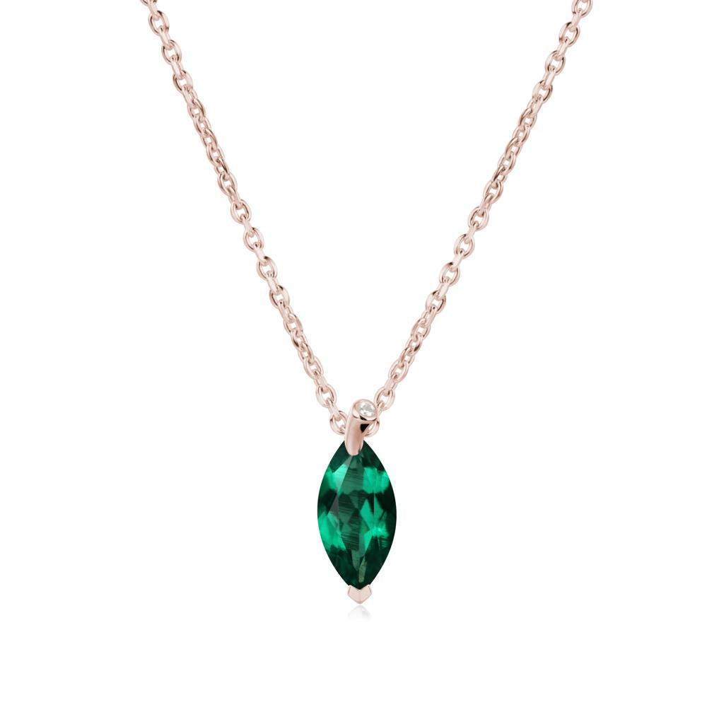 Marquise Emerald Leaf Necklace - LUO Jewelry #metal_14k rose gold