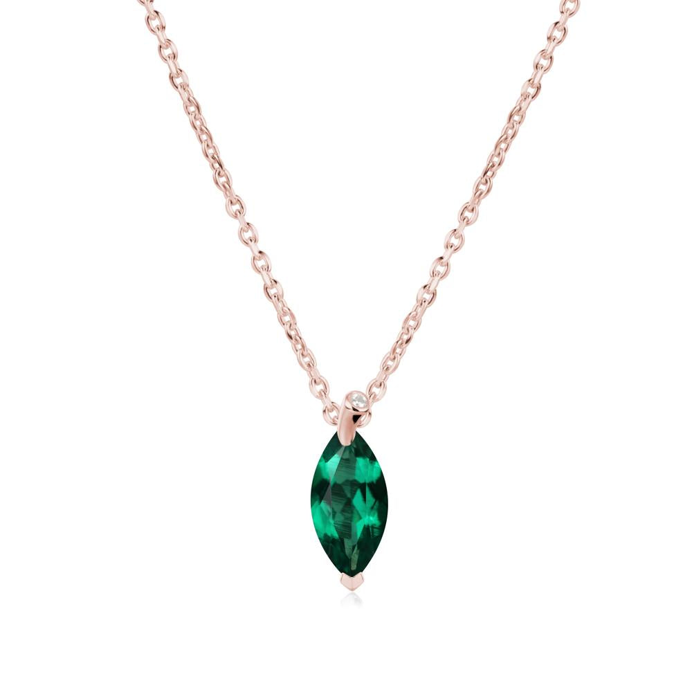 Marquise Emerald Leaf Necklace - LUO Jewelry #metal_18k rose gold