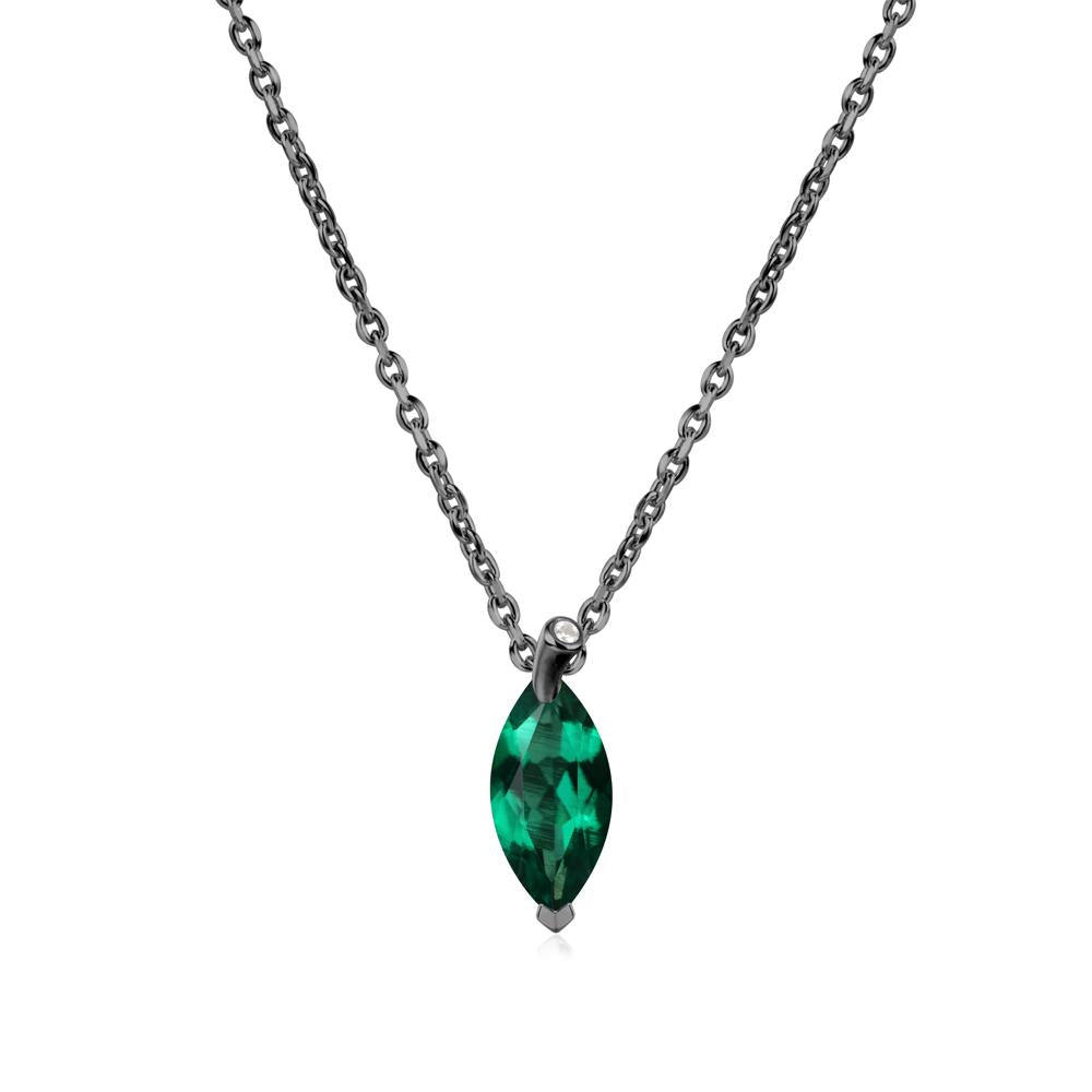 Marquise Emerald Leaf Necklace - LUO Jewelry #metal_black finish sterling silver