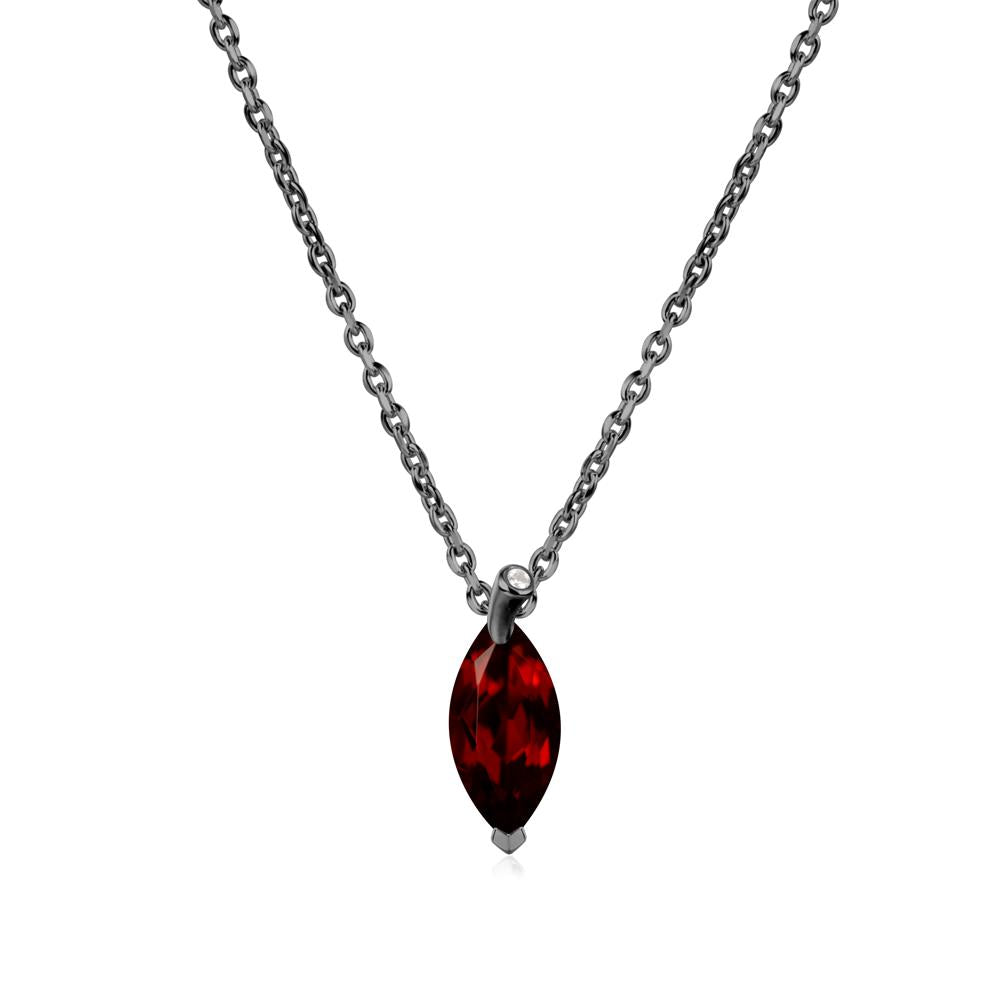 Nature Inspired Leaf Garnet Necklace - LUO Jewelry #metal_black finish sterling silver