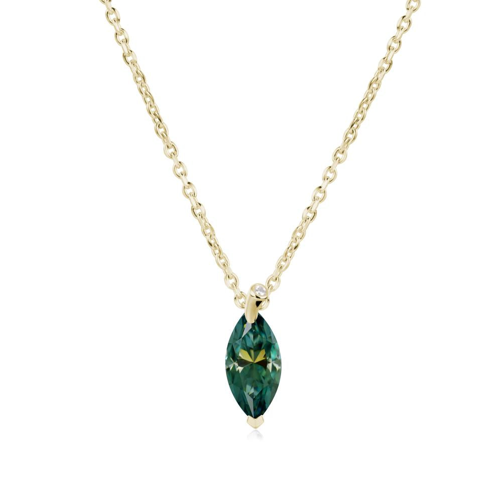 Marquise Green Moissanite Leaf Necklace - LUO Jewelry #metal_14k yellow gold