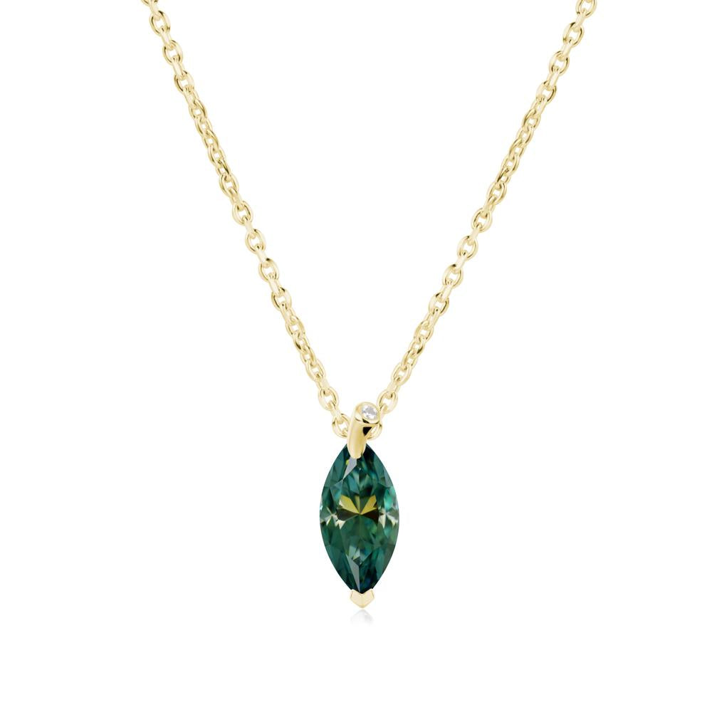 Marquise Green Moissanite Leaf Necklace - LUO Jewelry #metal_18k yellow gold