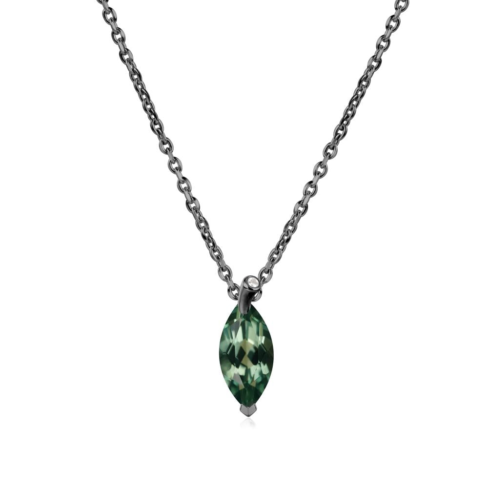 Nature Inspired Leaf Green Sapphire Necklace - LUO Jewelry #metal_black finish sterling silver