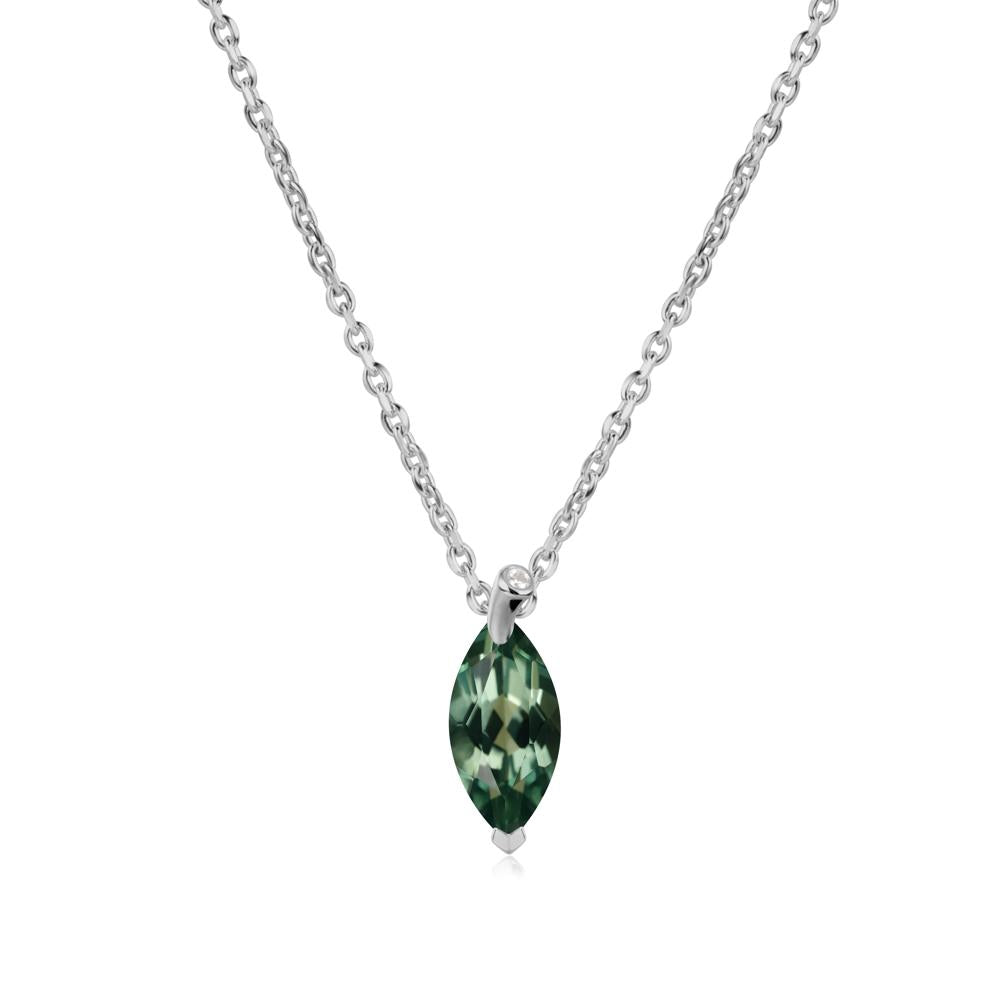 Nature Inspired Leaf Green Sapphire Necklace - LUO Jewelry #metal_platinum