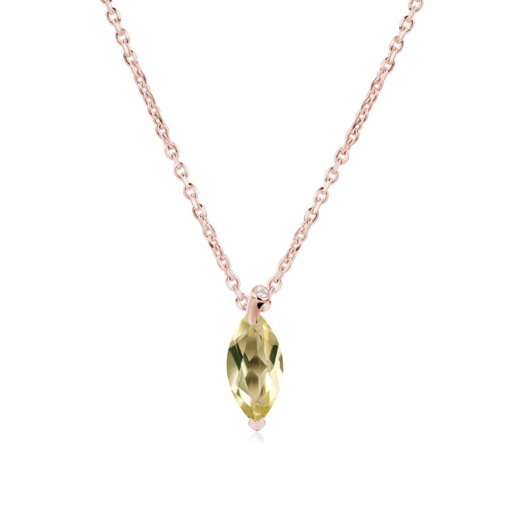 Marquise Lemon Quartz Leaf Necklace - LUO Jewelry #metal_18k rose gold