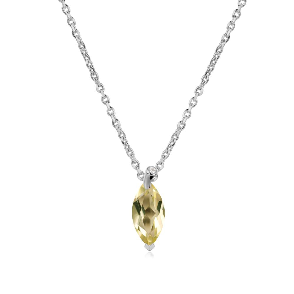 Marquise Lemon Quartz Leaf Necklace - LUO Jewelry #metal_platinum