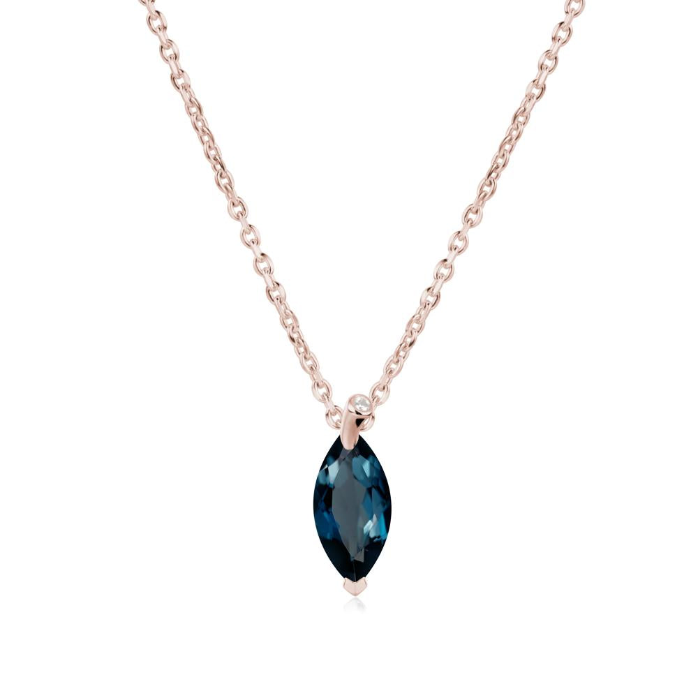 Nature Inspired Leaf London Blue Topaz Necklace - LUO Jewelry #metal_14k rose gold