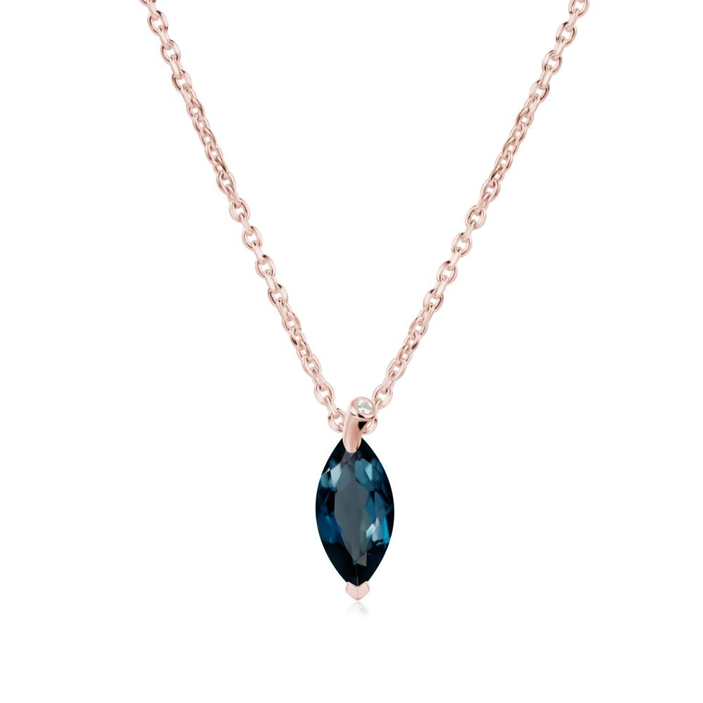 Nature Inspired Leaf London Blue Topaz Necklace - LUO Jewelry #metal_18k rose gold