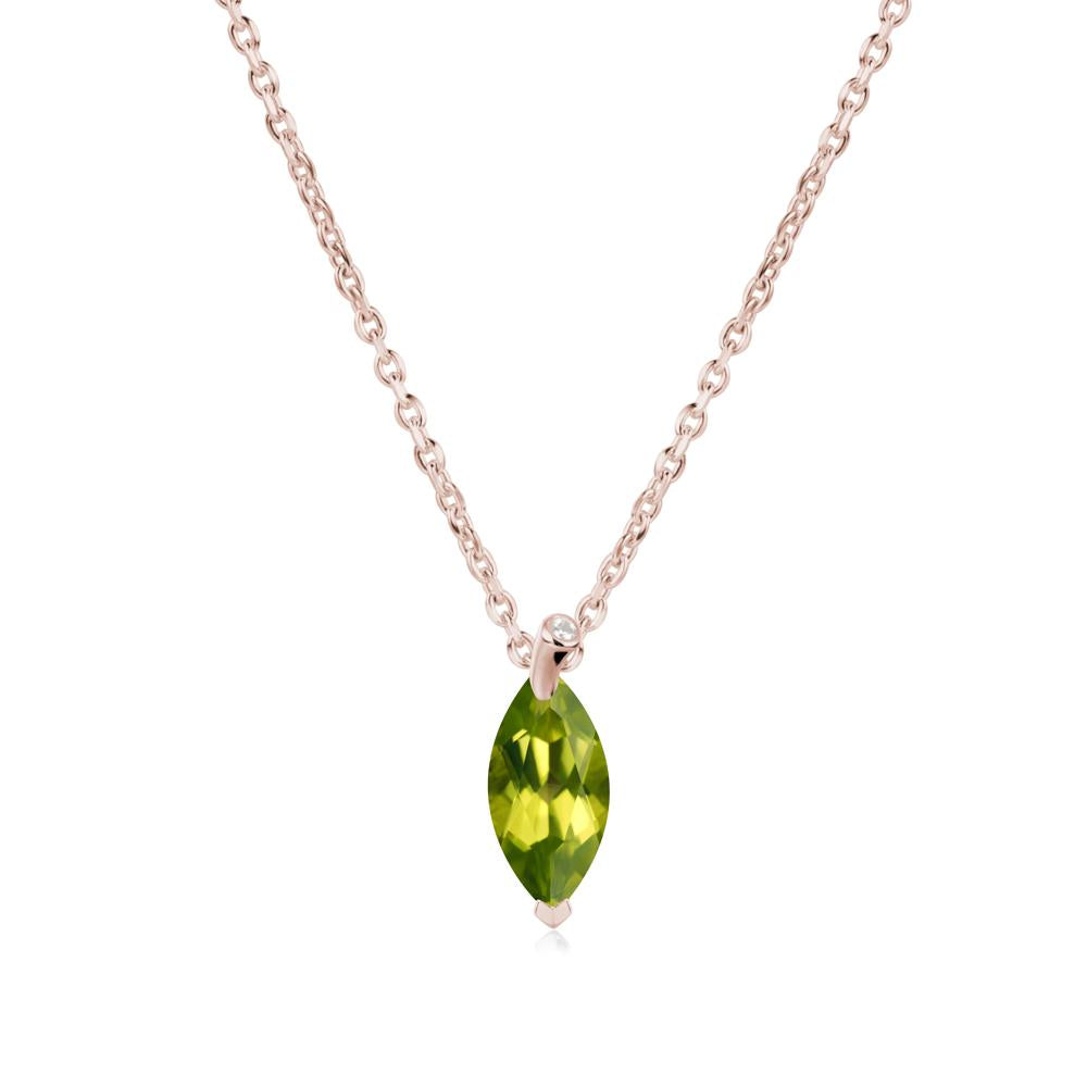 Marquise Peridot Leaf Necklace - LUO Jewelry #metal_14k rose gold