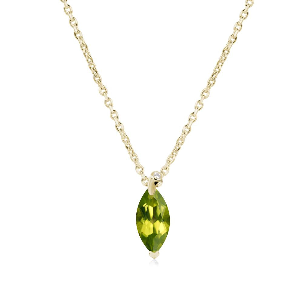 Marquise Peridot Leaf Necklace - LUO Jewelry #metal_14k yellow gold