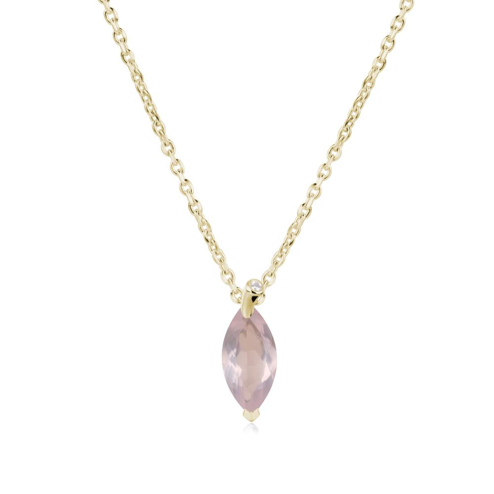 Nature Inspired Leaf Rose Quartz Necklace - LUO Jewelry #metal_14k yellow gold