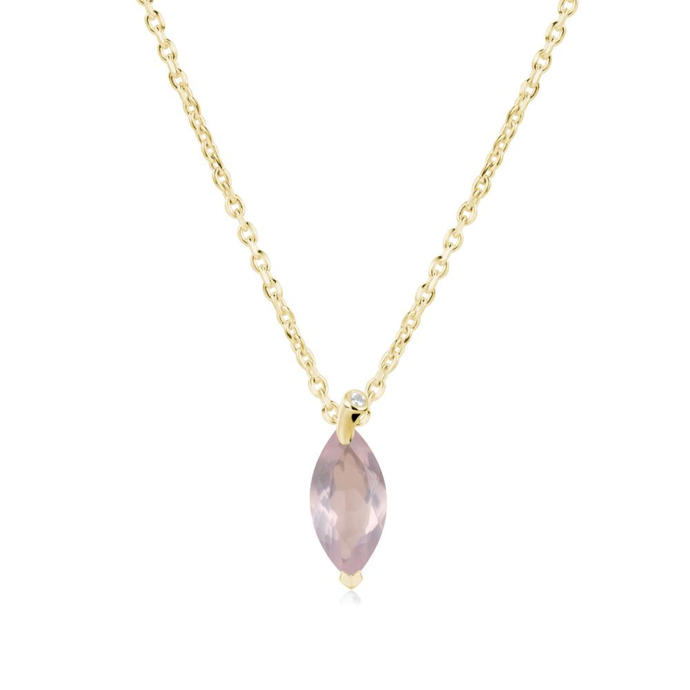Nature Inspired Leaf Rose Quartz Necklace - LUO Jewelry #metal_18k yellow gold