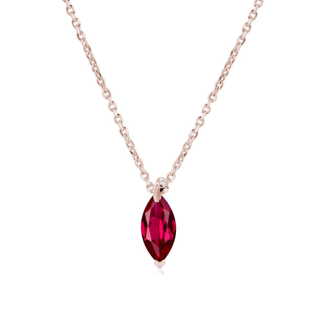Marquise Ruby Leaf Necklace - LUO Jewelry #metal_14k rose gold
