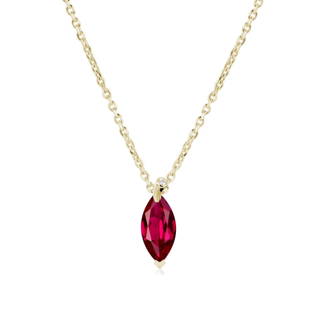 Marquise Ruby Leaf Necklace - LUO Jewelry #metal_14k yellow gold