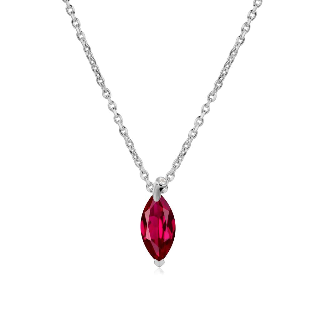 Marquise Ruby Leaf Necklace - LUO Jewelry #metal_platinum