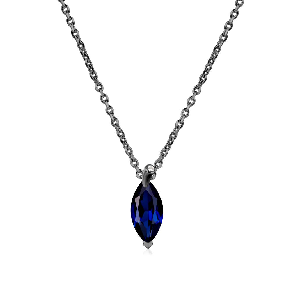 Nature Inspired Leaf Sapphire Necklace - LUO Jewelry #metal_black finish sterling silver