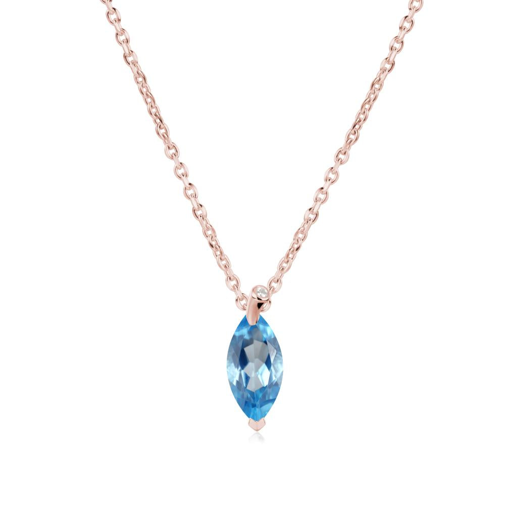 Marquise Swiss Blue Topaz Leaf Necklace - LUO Jewelry #metal_18k rose gold