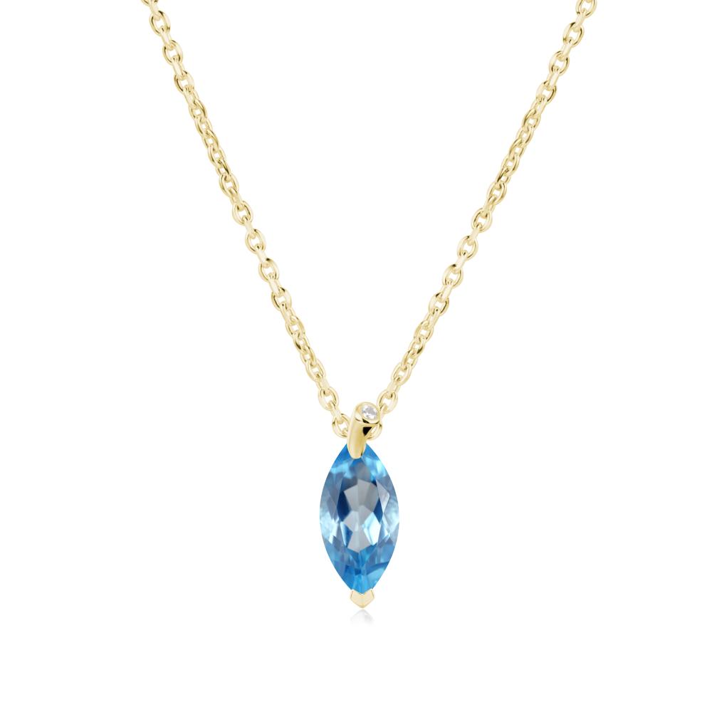 Marquise Swiss Blue Topaz Leaf Necklace - LUO Jewelry #metal_18k yellow gold