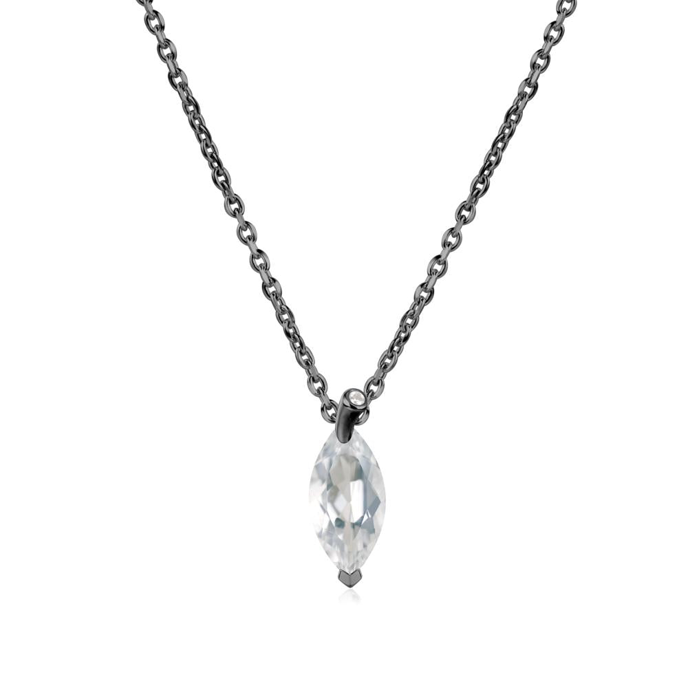 Nature Inspired Leaf White Topaz Necklace - LUO Jewelry #metal_black finish sterling silver