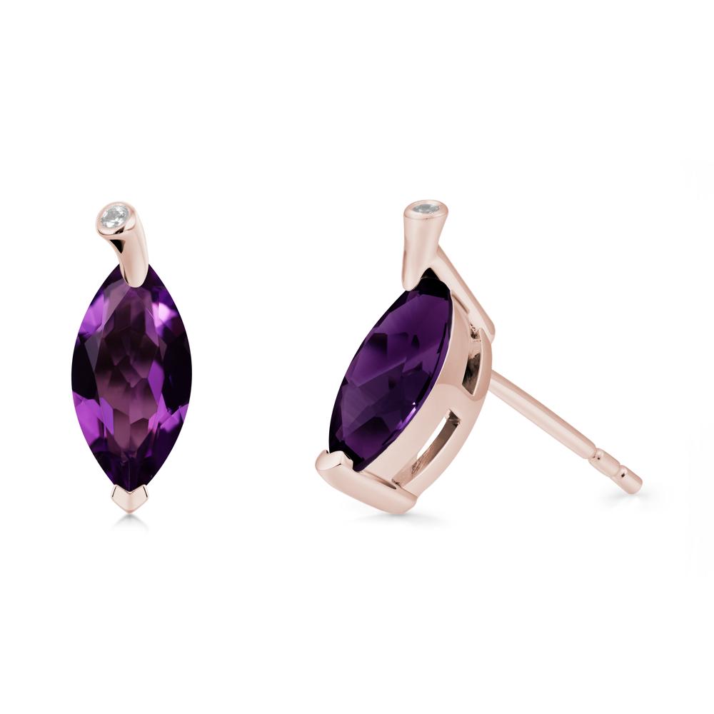 Leaf Inspired Marquise Shaped Amethyst Earrings - LUO Jewelry #metal_14k rose gold