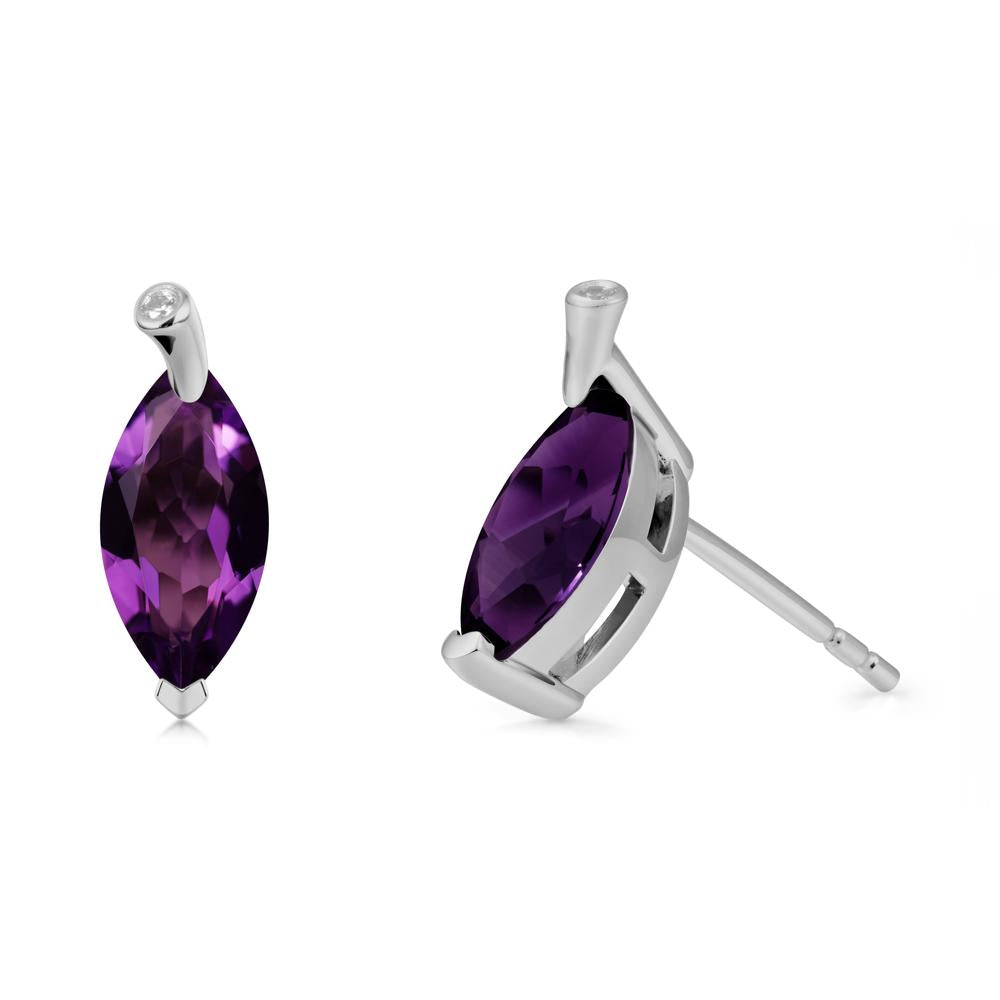 Leaf Inspired Marquise Shaped Amethyst Earrings - LUO Jewelry #metal_platinum