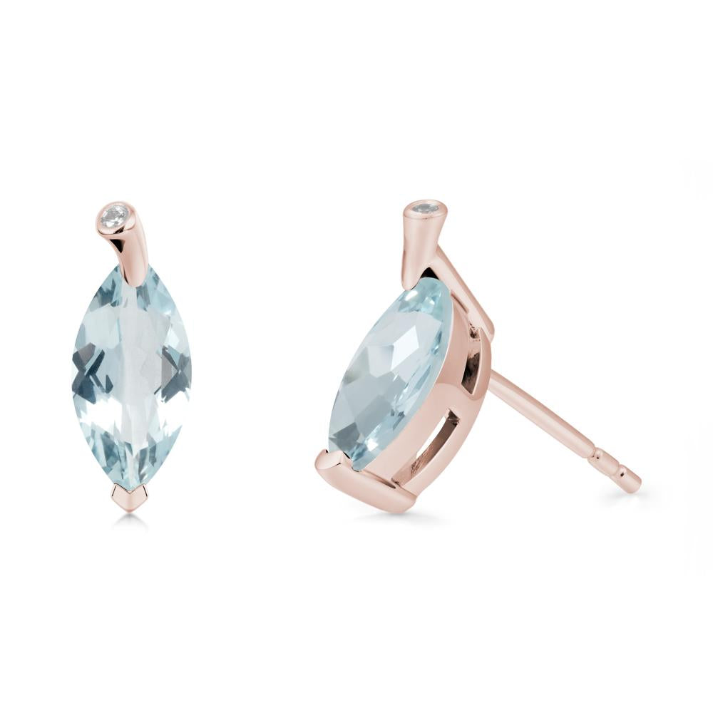Marquise Aquamarine Leaf Earrings - LUO Jewelry #metal_14k rose gold