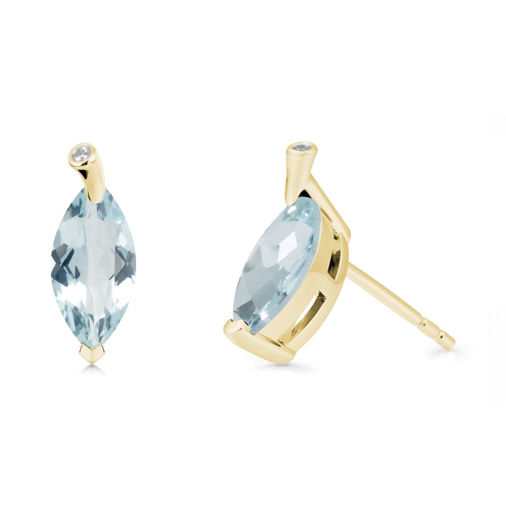 Marquise Aquamarine Leaf Earrings - LUO Jewelry #metal_18k yellow gold