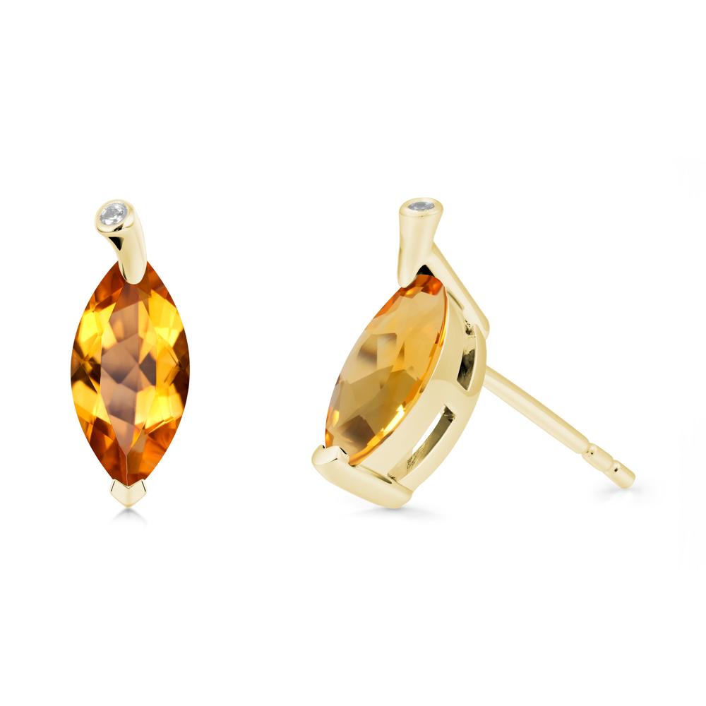 Marquise Citrine Leaf Earrings - LUO Jewelry #metal_18k yellow gold