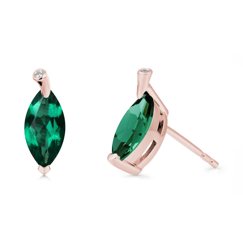 Leaf Inspired Marquise Shaped Emerald Earrings - LUO Jewelry #metal_18k rose gold