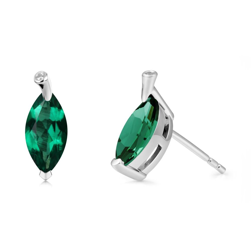 Leaf Inspired Marquise Shaped Emerald Earrings - LUO Jewelry #metal_18k white gold